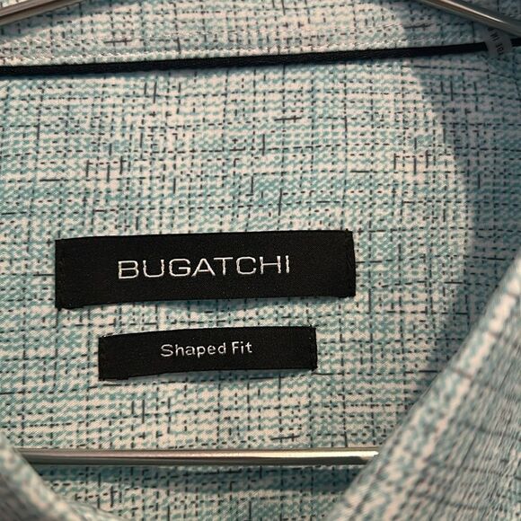 New with tags BUGATCHI teal button down shirt size large - Picture 2 of 5